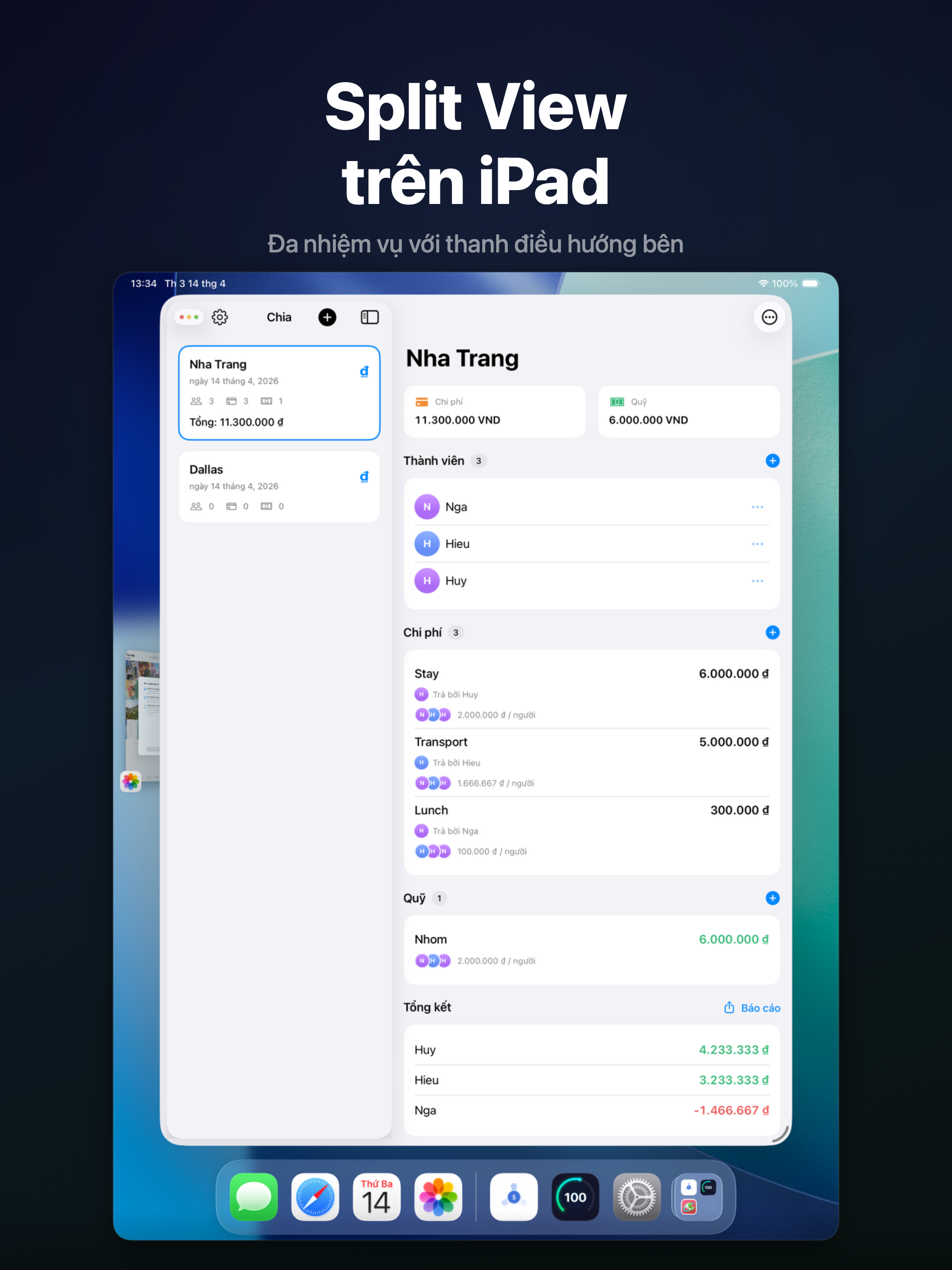 Chia on iPad - Split View multitasking