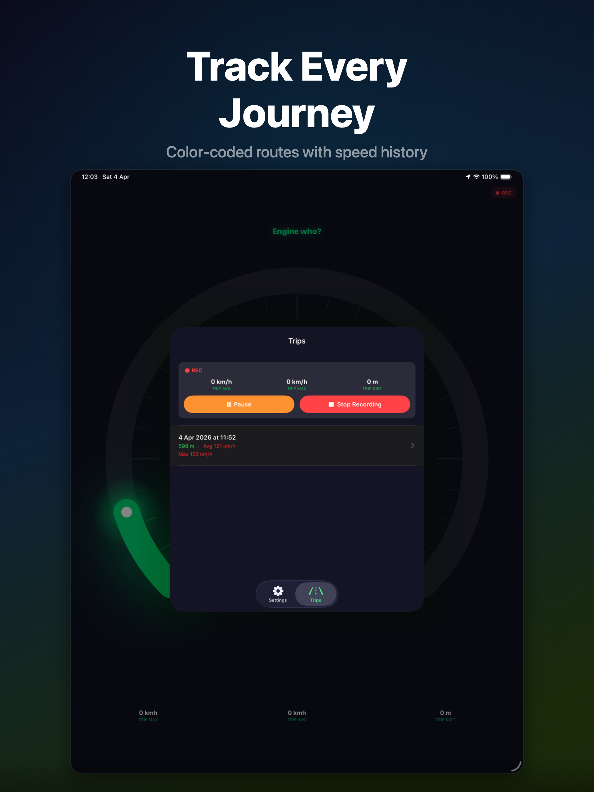 Odo Max on iPad - trips